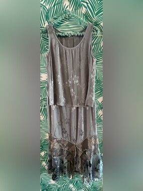 Vintage Spencer Alexis steal blue silk blend 2 piece top and maxi skirt w/velvet